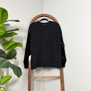 Athleta XL Black Velvet Retroplush Crewneck Sweatshirt